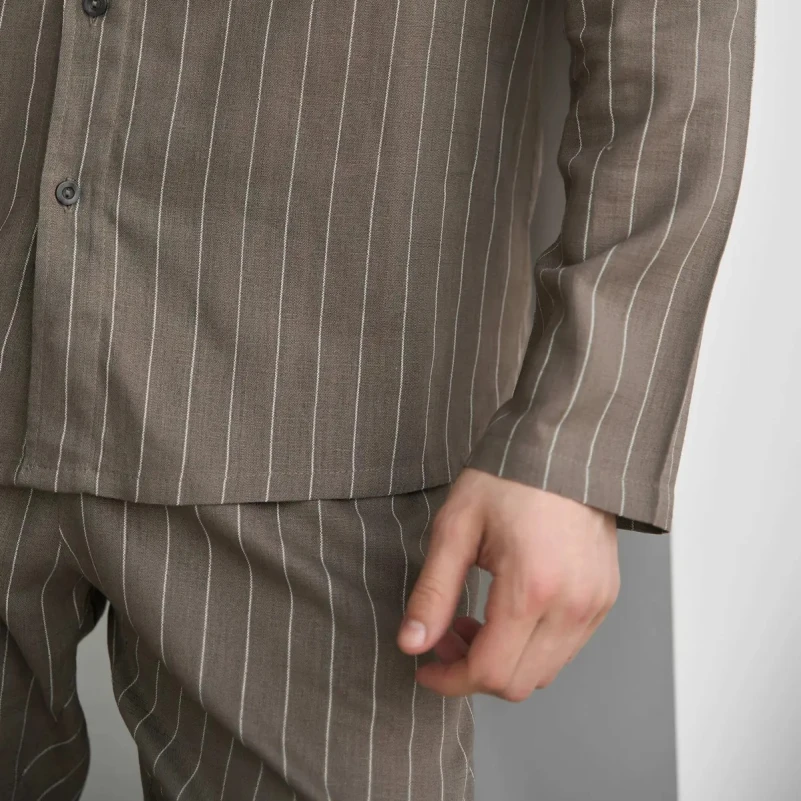 Пижама мужская Лен Х "Linen Strip" mokko - 2