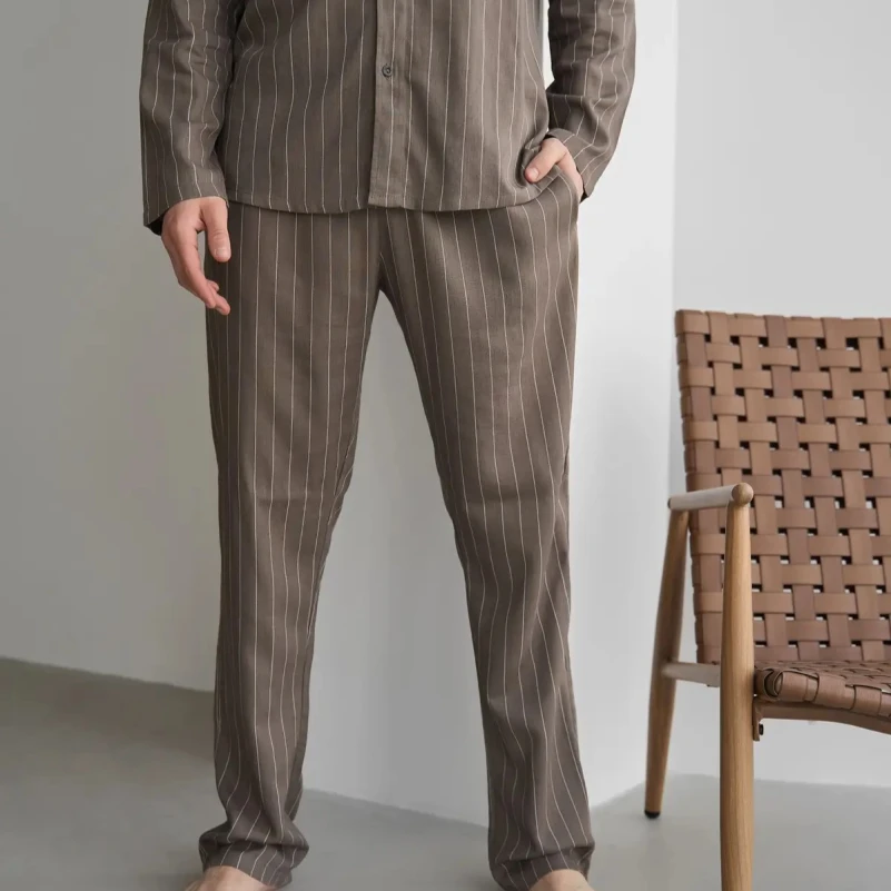 Пижама мужская Лен Х "Linen Strip" mokko - 3