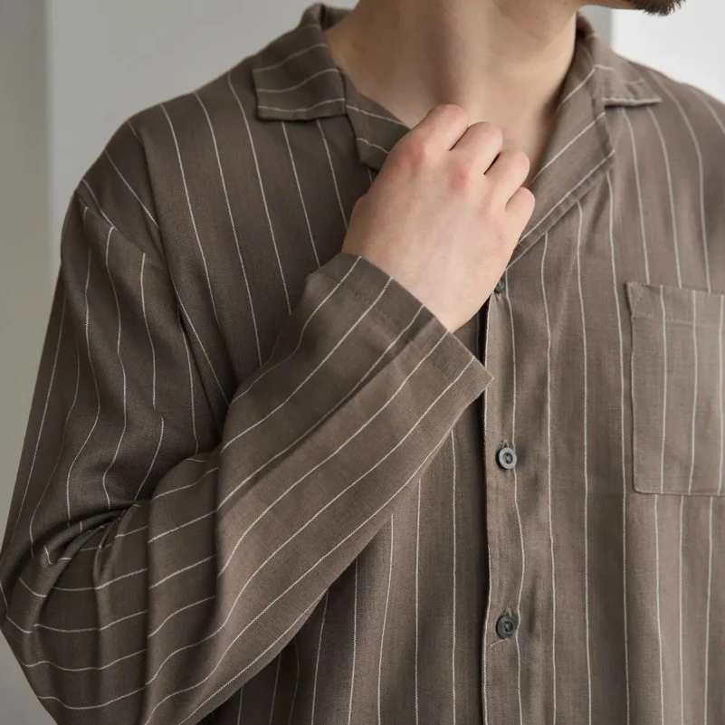 Пижама мужская Лен Х "Linen Strip" mokko - 4