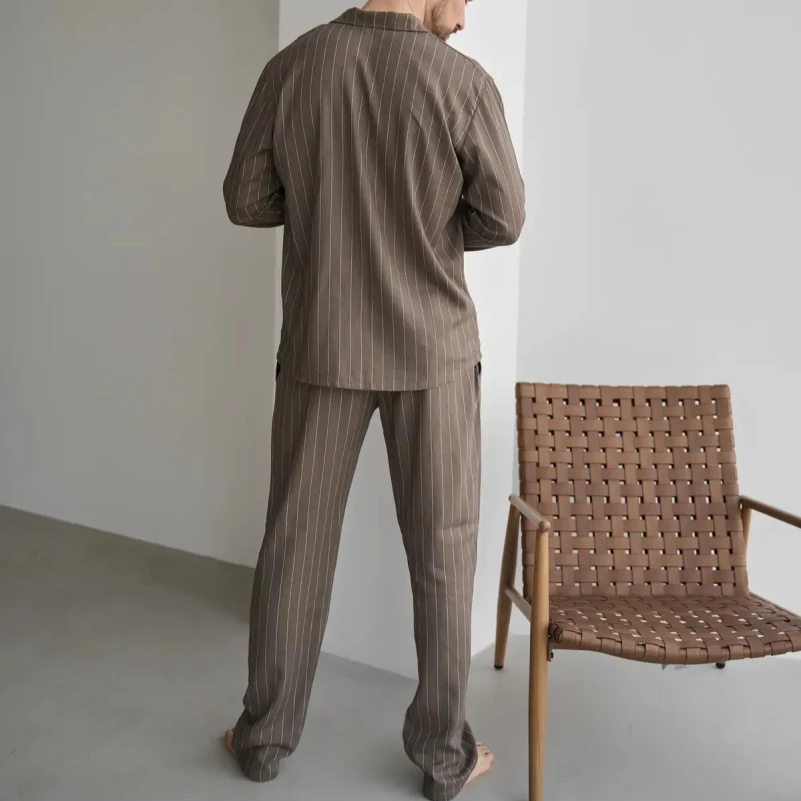 Пижама мужская Лен Х "Linen Strip" mokko - 5
