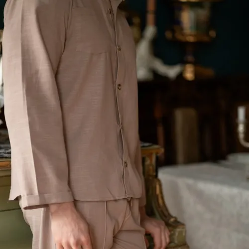 Піжама чоловіча Льон "Linen set" beige - 3