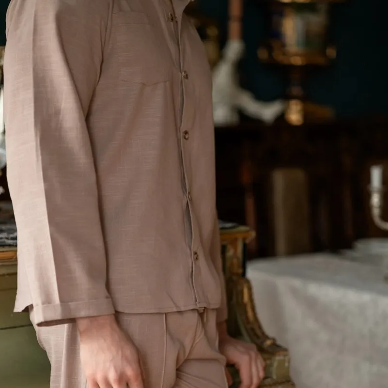 Піжама чоловіча Льон "Linen set" beige - 2