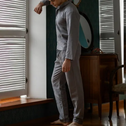 Піжама чоловіча Льон "Linen set" gray - 3