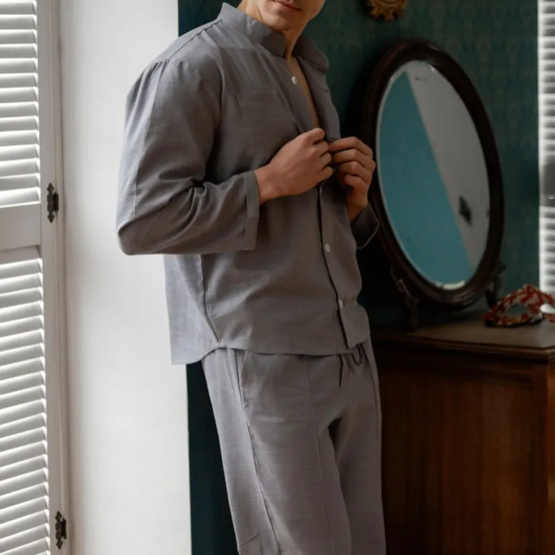 Піжама чоловіча Льон "Linen set" gray - 1