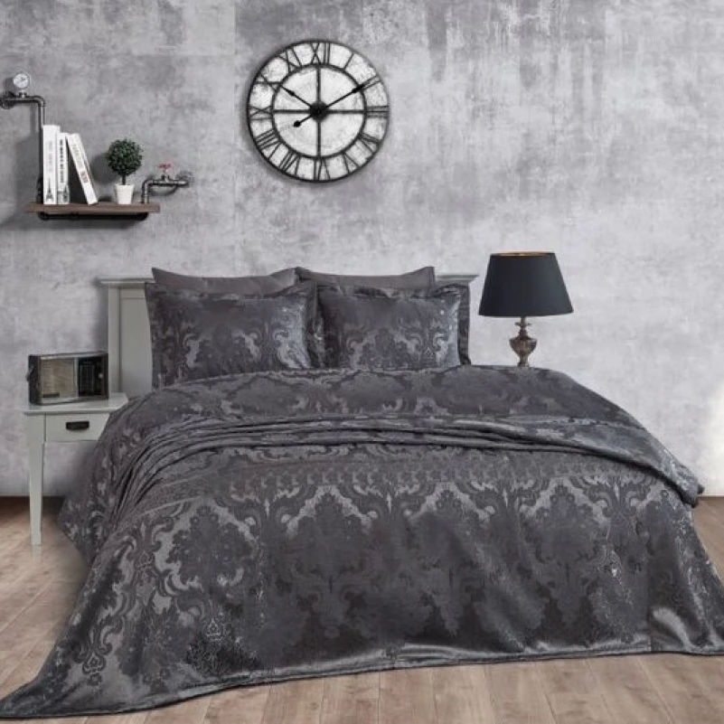 Набір покривало + наволочки 2 шт С "Luxury Jacquard antrasit"