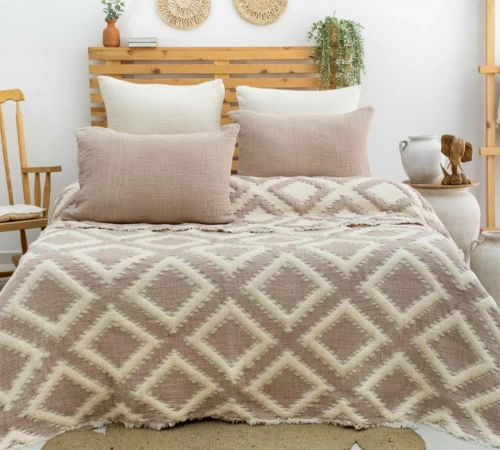 Набор покрывало + наволочки 2 шт "Luxury Muslin Set beige"