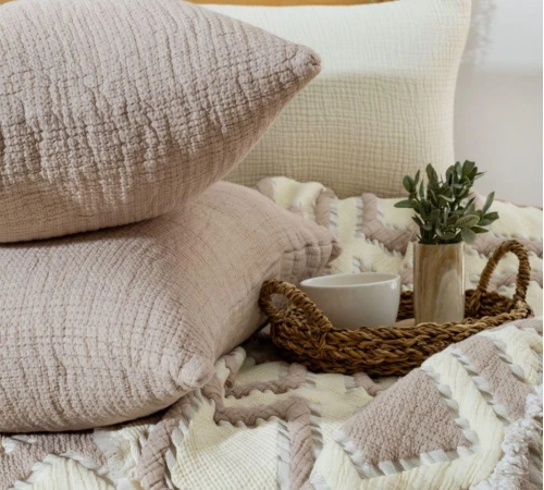 Набор покрывало + наволочки 2 шт "Luxury Muslin Set beige" - 2