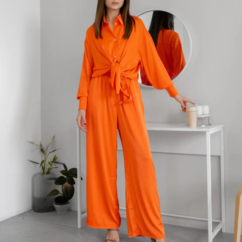  Женский домашний костюм шелк Армани "Martina" orange