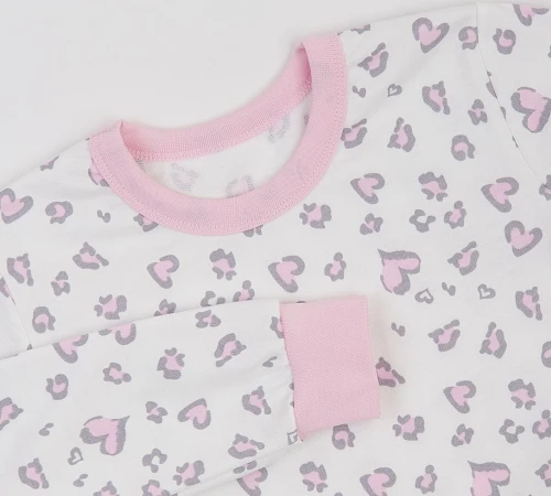 Пижама детская утепленная для девочек (свитшот + брюки) "Mia" pink heart - 2