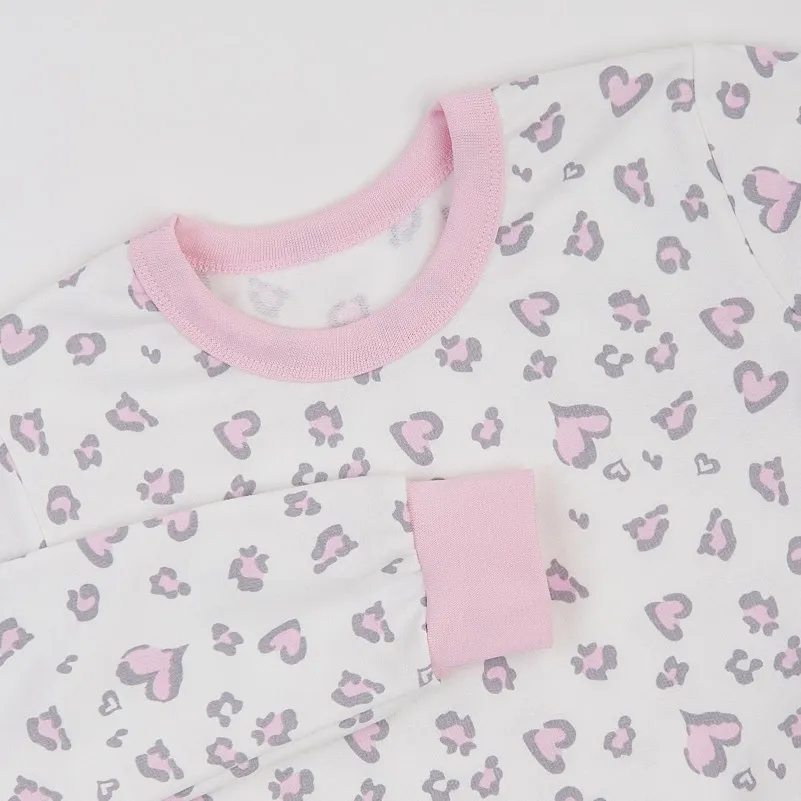 Піжама дитяча утеплена для дівчат (світшот + штани) "Mia" pink heart - 1