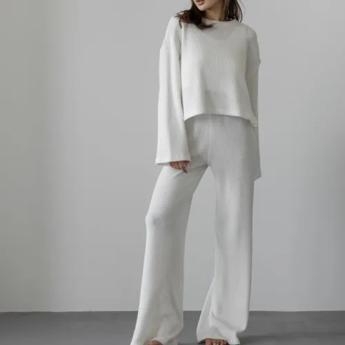 Жіночий домашній костюм-трійка (топ+кофта+штани) "Milica" white