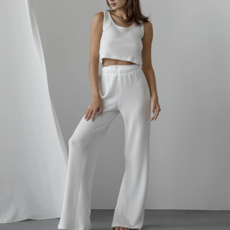 Жіночий домашній костюм-трійка (топ+кофта+штани) "Milica" white - 6
