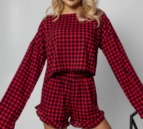 Пижама-тройка "Naomi" red (кофта+майка+шорты)