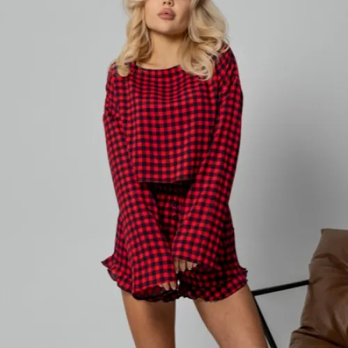 Піжама-трійка "Naomi" red (кофта+майка+шорти) - 4