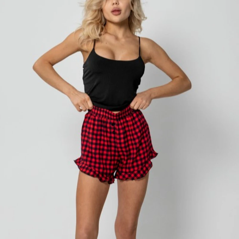 Пижама-тройка "Naomi" red (кофта+майка+шорты) - 1