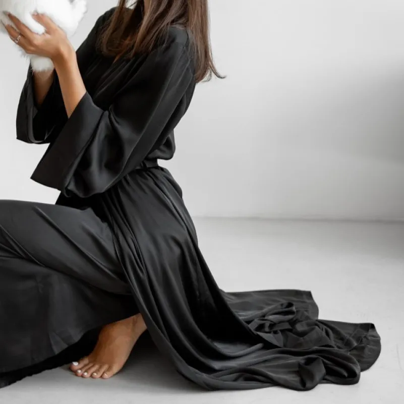 Халат жіночий "Nika robe maxi" black - 6