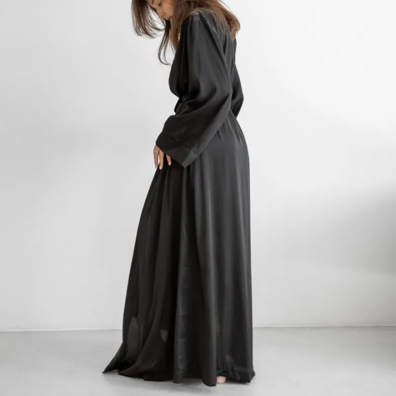 Халат жіночий "Nika robe maxi" black - 4