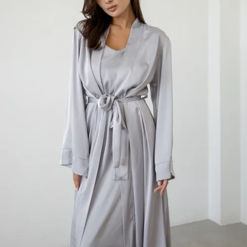 Халат жіночий "Nika robe maxi" gray - 2