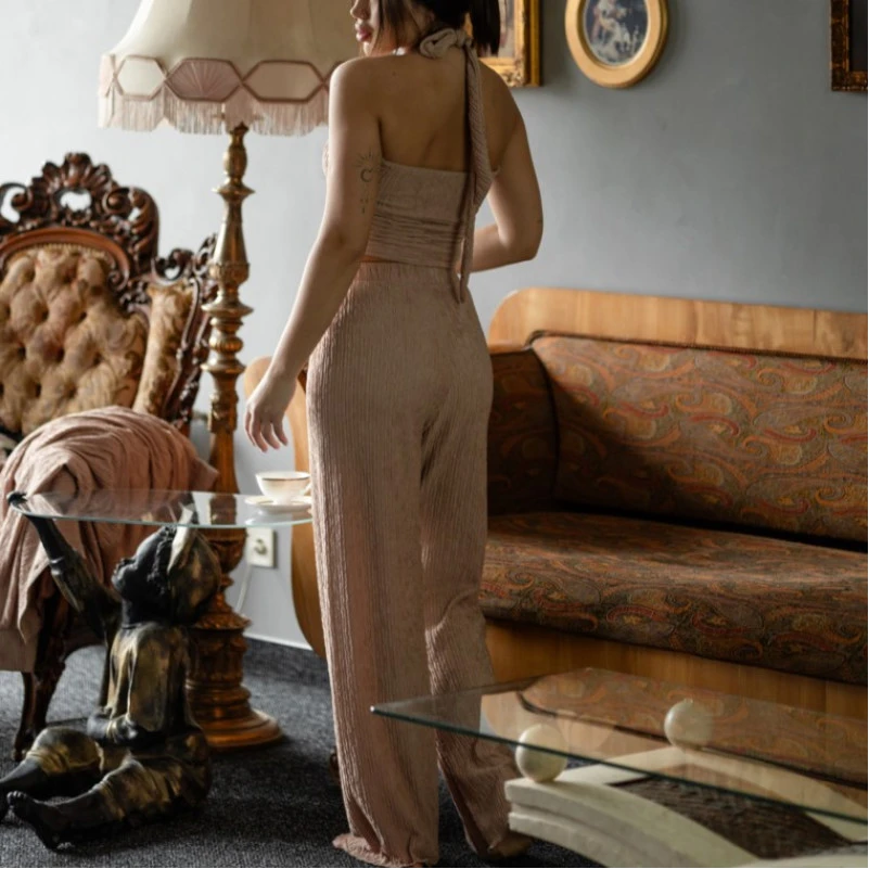  Женский костюм-тройка (рубашка+топ+штаны) "Olivia" beige - 2