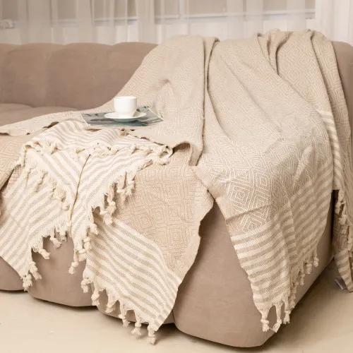 Покривало Б "Organic Comfort Large beige rhombus"