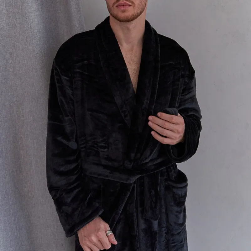  Халат мужской "Plush robe" black - 1