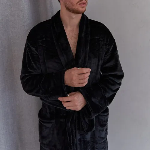 Халат чоловічий "Plush robe" black - 5