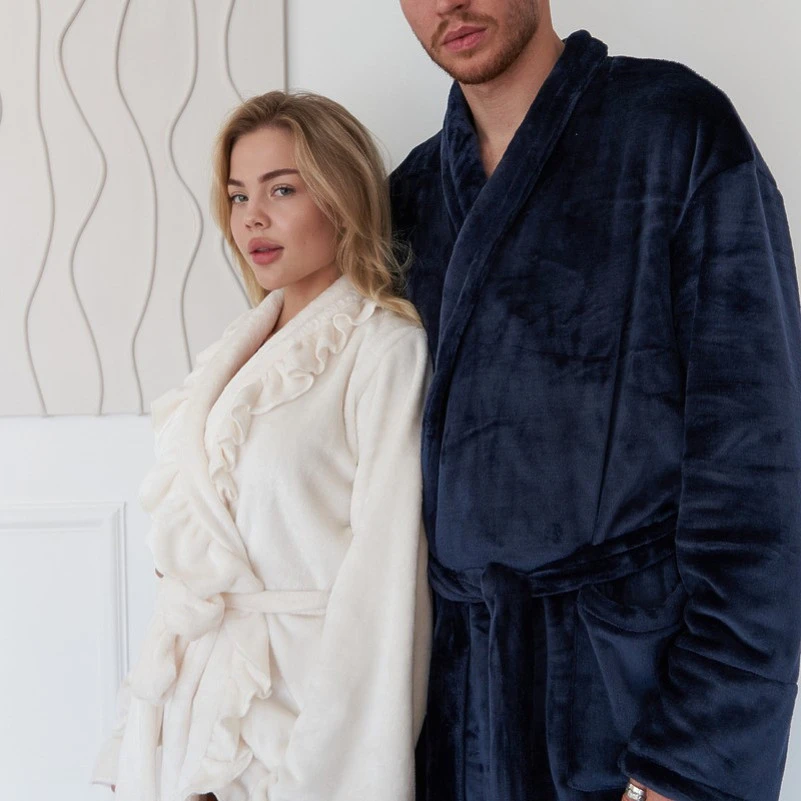 Халат чоловічий "Plush robe" blue - 1