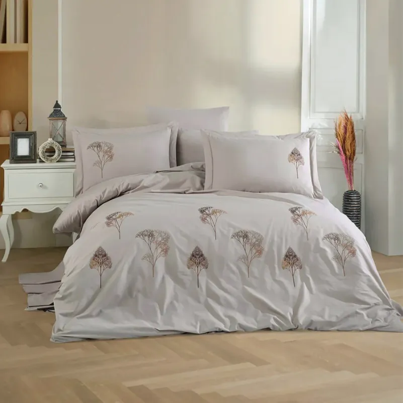 Комплект постільної білизни С №104 Poplin twig design beige - 1