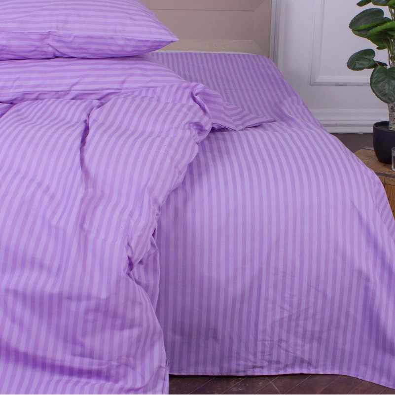 Простынь Ranforce Elite 17-0618 Stripe Purple на резинке высота 25 см (детские 10 см)