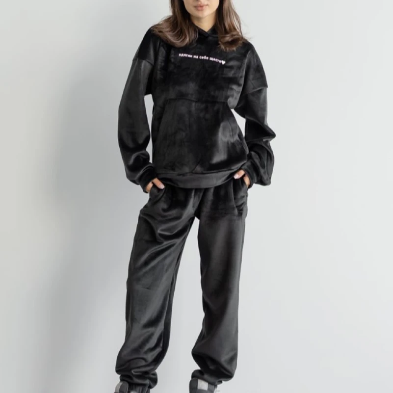 Жіночий домашній костюм велюр "Sanna" black