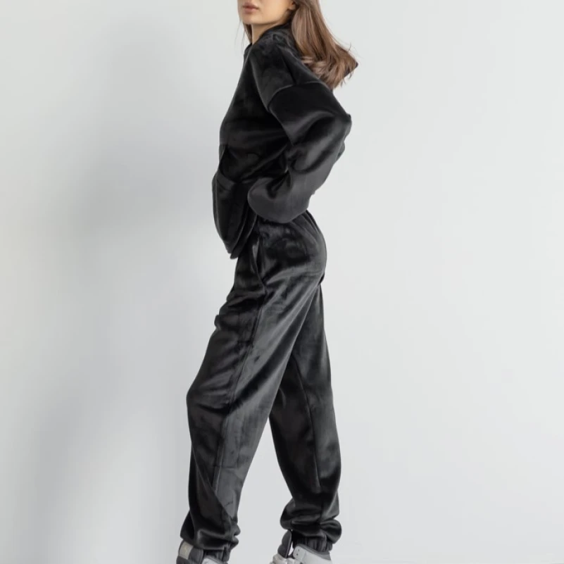 Жіночий домашній костюм велюр "Sanna" black - 1