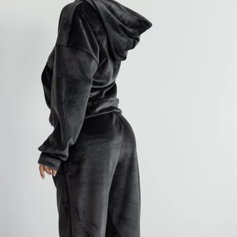 Жіночий домашній костюм велюр "Sanna" black - 2