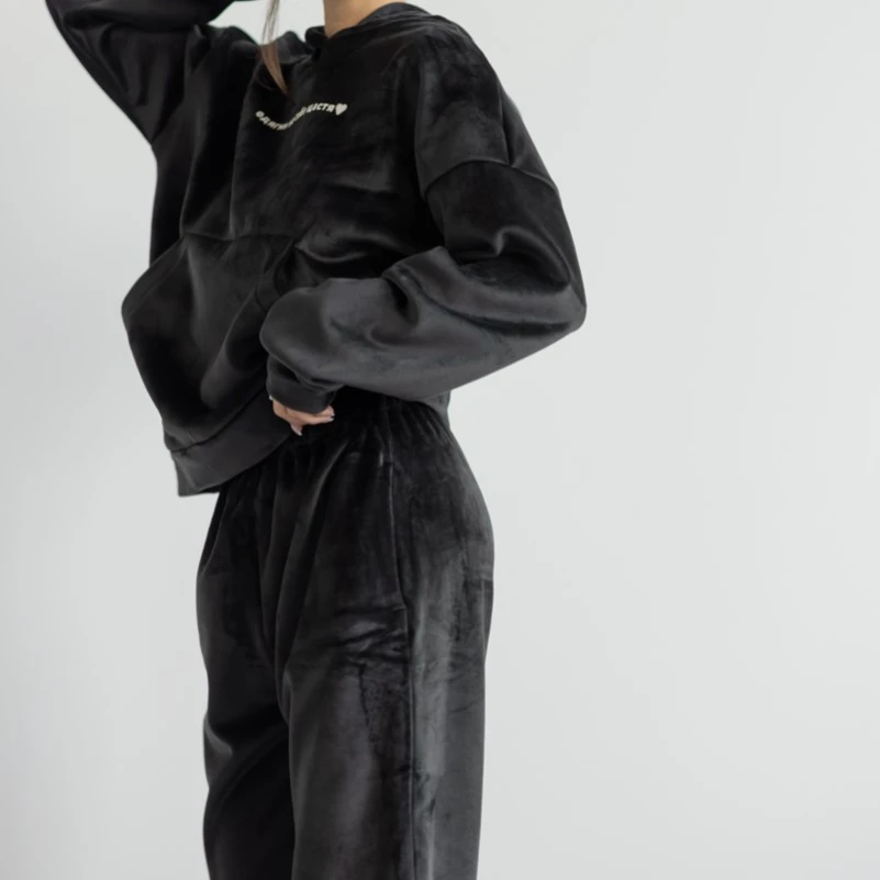Жіночий домашній костюм велюр "Sanna" black - 3