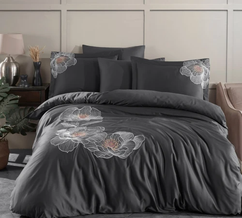 Комплект постільної білизни С Satin Elit "Bliss antrasit" - 2