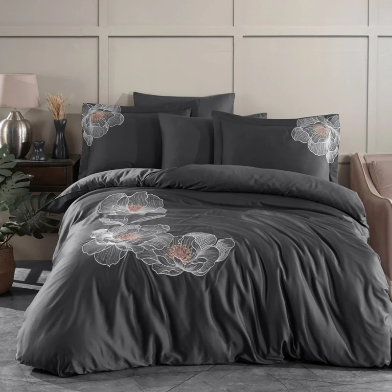 Комплект постільної білизни С Satin Elit "Bliss antrasit" - 1