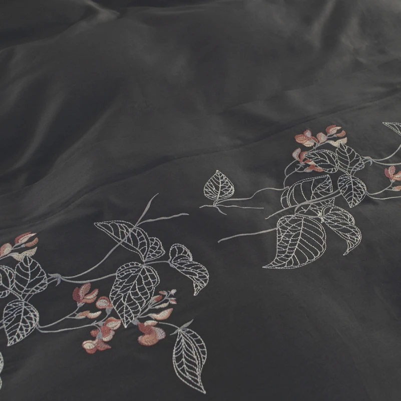 Комплект постільної білизни С Satin Elit "Blossom antrasit" - 2