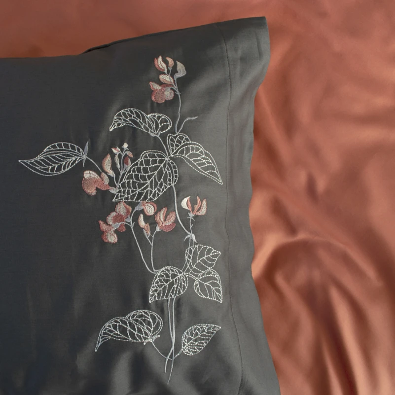 Комплект постільної білизни С Satin Elit "Blossom antrasit" - 3