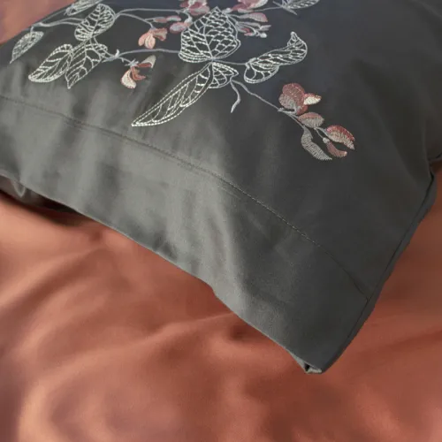 Комплект постільної білизни С Satin Elit "Blossom antrasit" - 5
