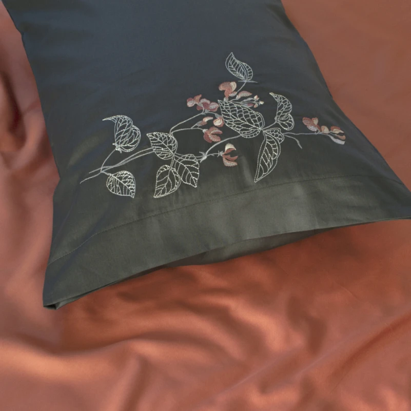 Комплект постільної білизни С Satin Elit "Blossom antrasit" - 5