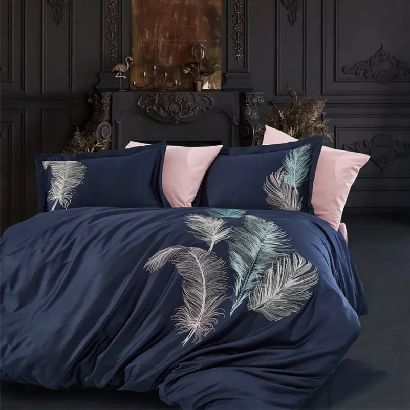 Комплект постільної білизни С Satin Elit "Feather blue" - 1