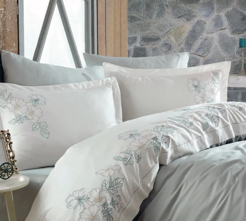 Комплект постільної білизни С Satin Elit "Romantic gray" - 2