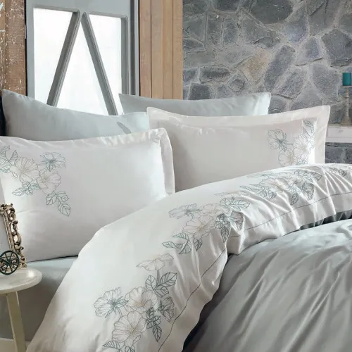 Комплект постільної білизни С Satin Elit "Romantic gray" - 2