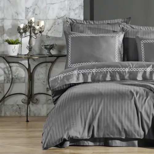 Комплект постільної білизни С Satin Elit "Serenity gray" - 3