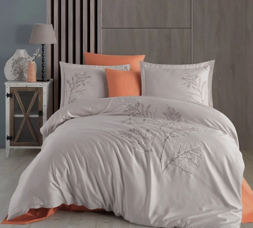 Комплект постільної білизни С Satin Elit "Stems beige" - 2