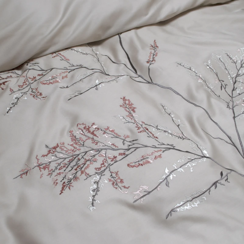 Комплект постільної білизни С Satin Elit "Stems beige" - 3