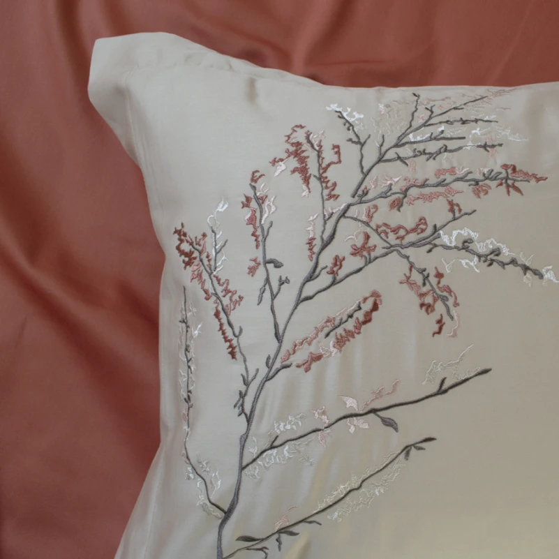 Комплект постільної білизни С Satin Elit "Stems beige" - 4