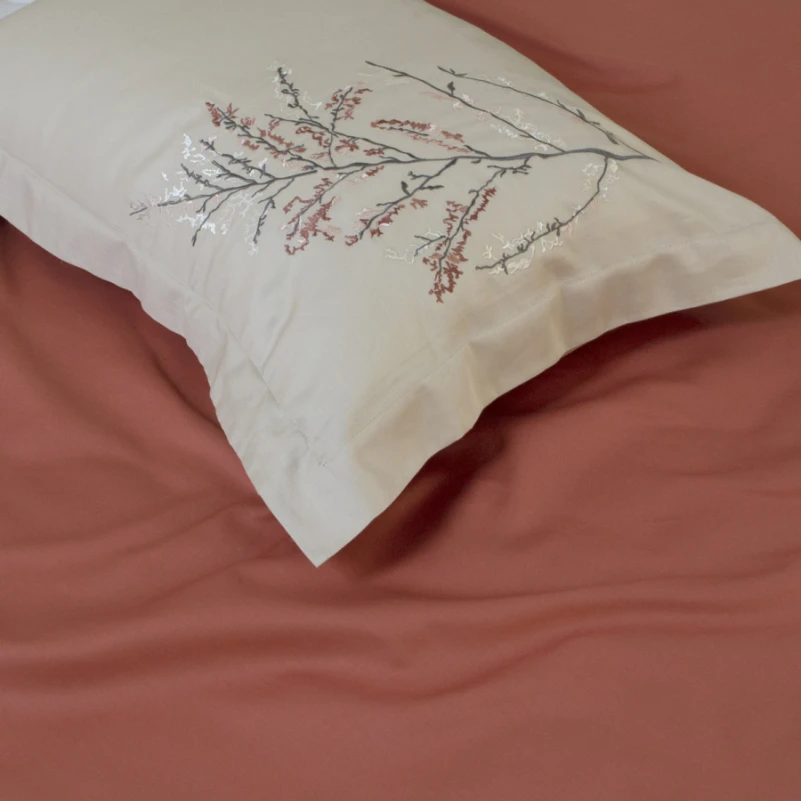 Комплект постільної білизни С Satin Elit "Stems beige" - 5