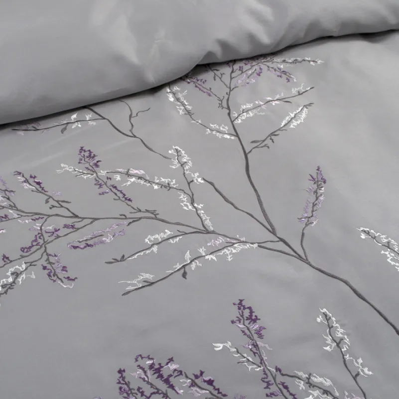 Комплект постільної білизни С Satin Elit "Stems gray" - 4