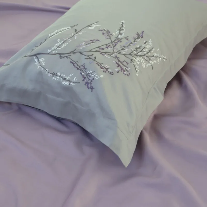 Комплект постільної білизни С Satin Elit "Stems gray" - 6