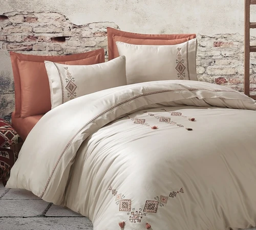 Комплект постільної білизни С Satin Elit "Tilbe beige" - 2